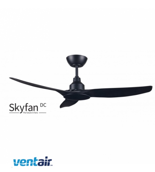 Ventair Skyfan DC Ceiling Fan 52" with Remote Control & No Light - Black
